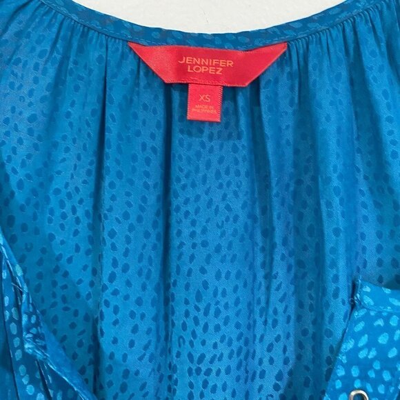 Jennifer Lopez Blue Polka Dot Top - Size XS - Picture 4 of 5